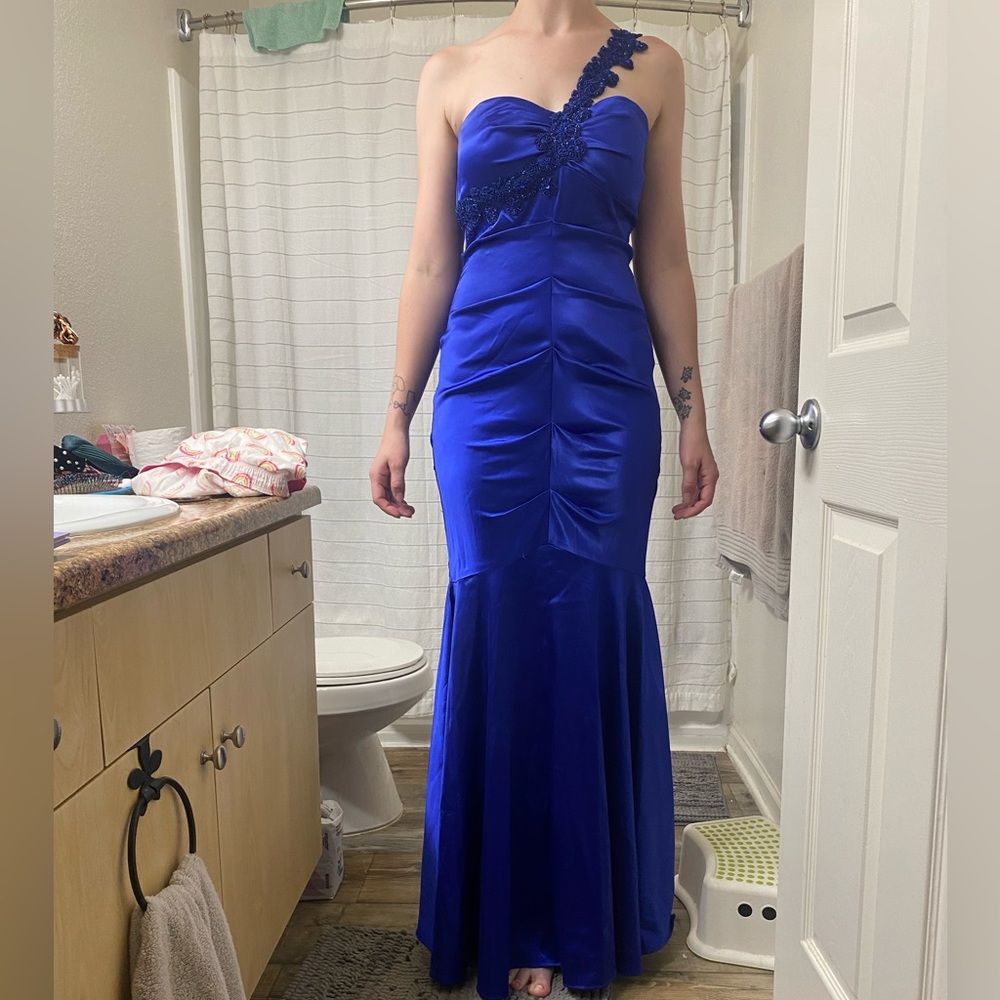 Silk blue gown